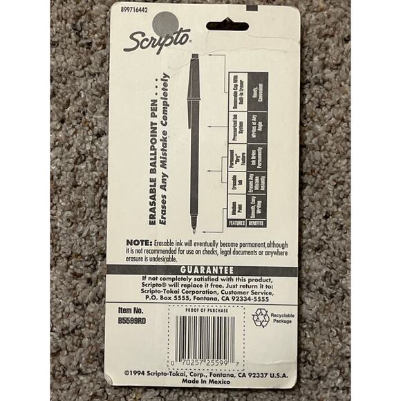 Scripto BallPoint Pens w/Erasable Ink Medium Point Red Blue Vintage (11) 1993-94 - Picture 6 of 8